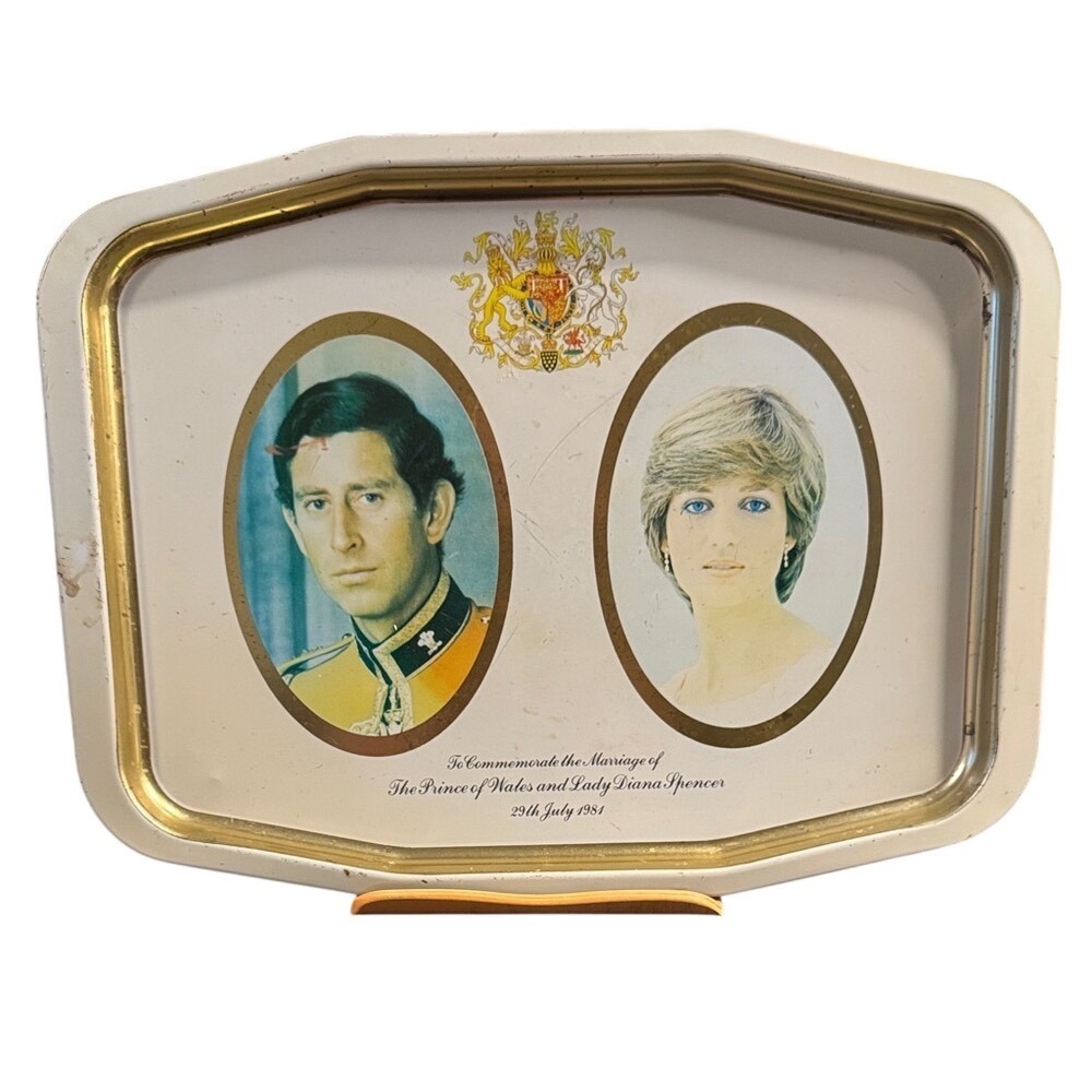 Royal Commemorative Tray with Gold Accents Vintage